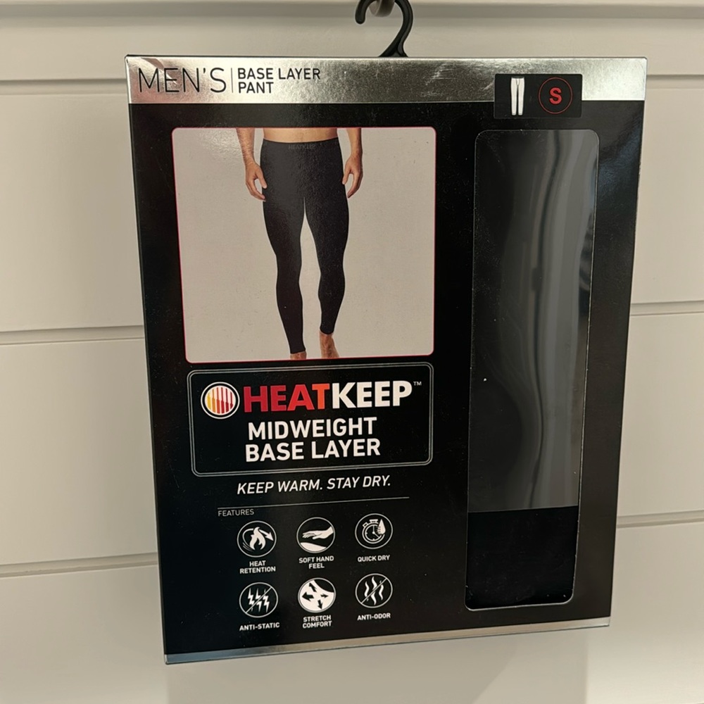 Heat keep men’s base layer pants black size small